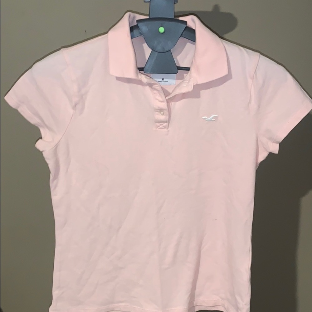 Hollister baby pink slim polo shirt